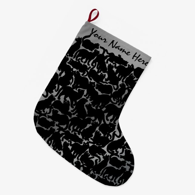 Cat Lover Christmas Stocking Customized Stocking (Front (Hanging))