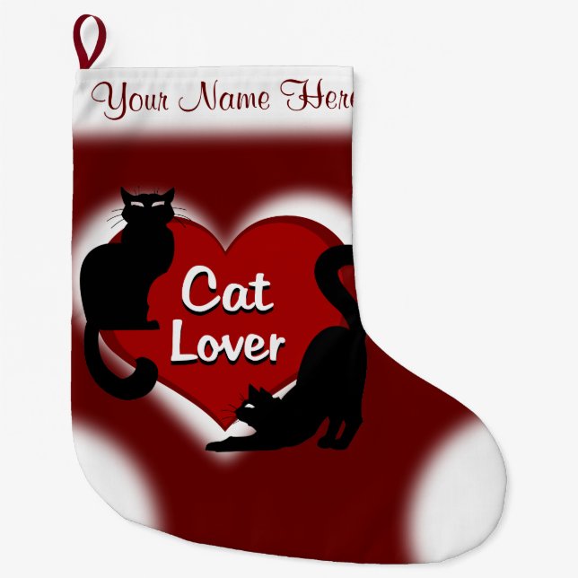 Cat Lover Christmas Stocking Customized Stocking (Front)