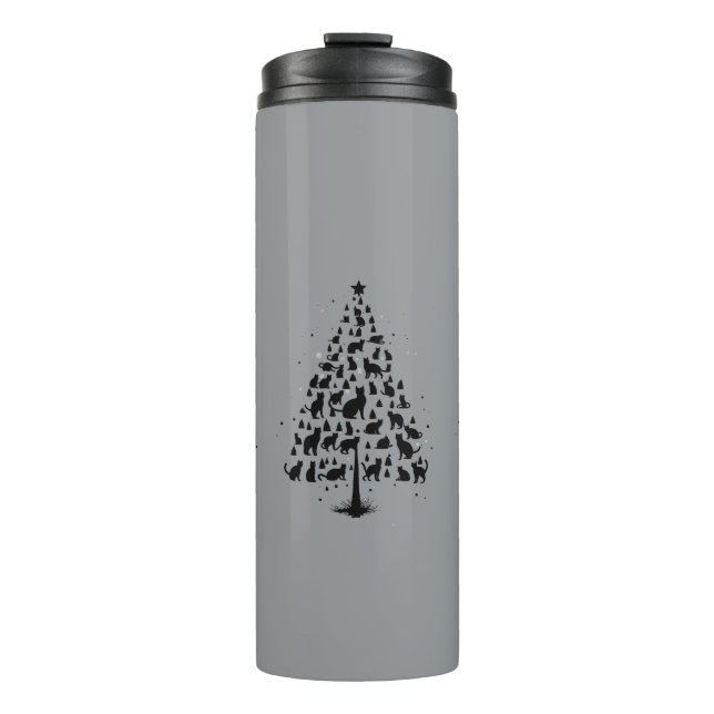 Cat Lover Christmas Tree 1 Thermal Tumbler (Front)