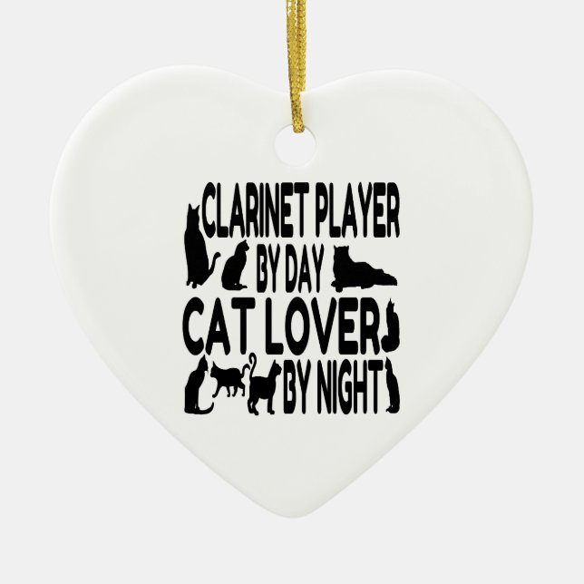 Cat Lover Clarinet Player Ceramic Ornament (Front)