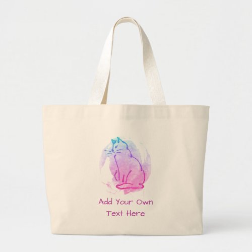 Cat Lover _ Colorful Design with Your Text Large Tote Bag