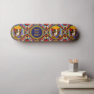 Cat Lover - Colorful Mosaic Kitty - Your Text on Skateboard