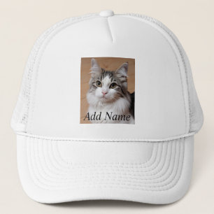 Cat Lover Custom Photo and Name Personalized Trucker Hat