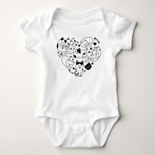 Cat Lover Cute Cats Heart Baby Bodysuit