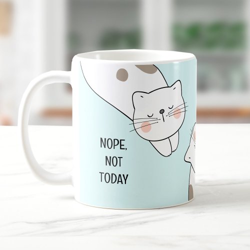 Cat Lover Cute Lazy Cat Personalized Name Blue Mug