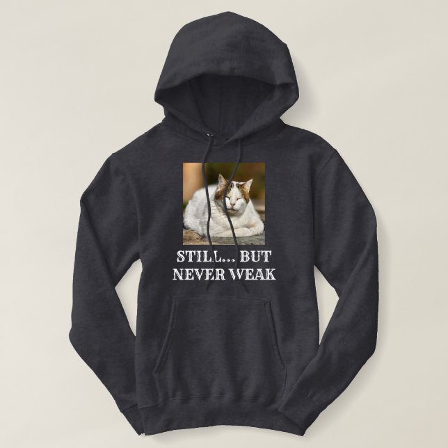 Cat Lover Dark Grey Custom White Text Pet Photo Hoodie (Design Front)