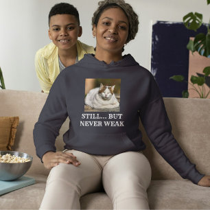 Cat Lover Dark Grey Custom White Text Pet Photo Hoodie
