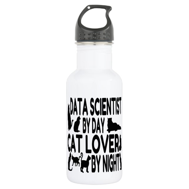 Cat Lover Data Scientist Water Bottle (Front)