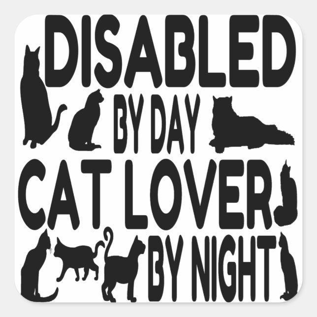 Cat Lover Disabled Square Sticker (Front)