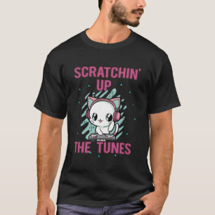 Cat Lover Dj Turntable Headphones Audiologist Disk T-Shirt
