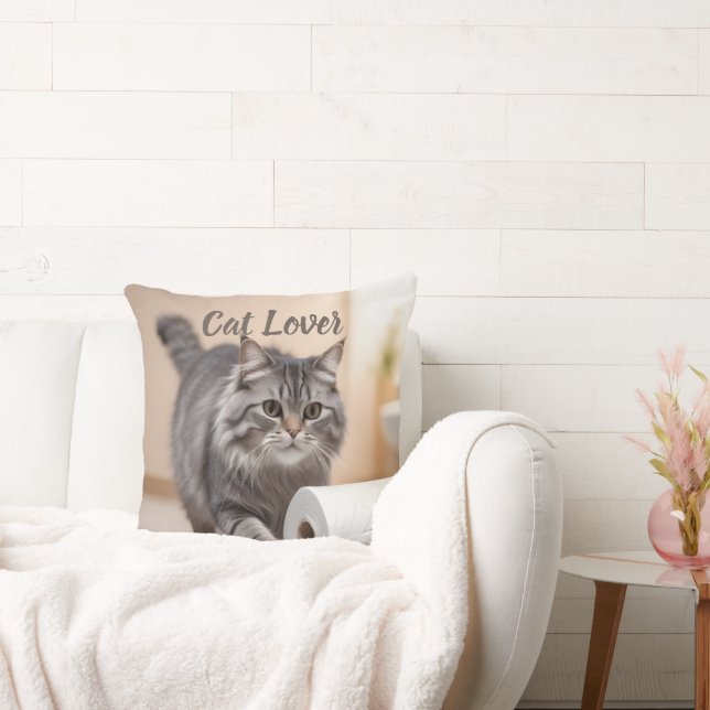 Cat Lover & Dog Lover Dual Side Throw Pillow (Couch)