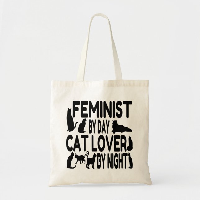 Cat Lover Feminist Tote Bag (Front)