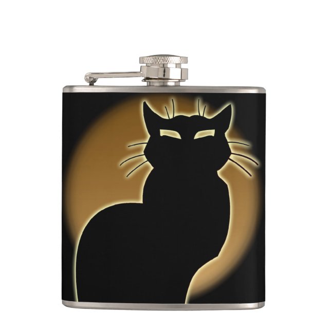 Cat Lover Flask Custom Cat Art Drink Flasks & Gift (Front)