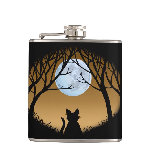 Cat Lover Flask Custom Fat Cat Drink Flasks & Gift (Front)