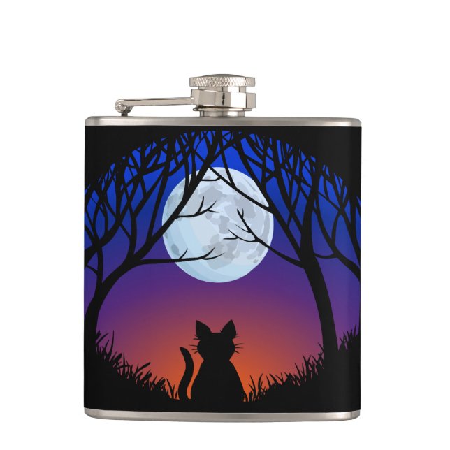 Cat Lover Flask Custom Fat Cat Drink Flasks & Gift (Front)