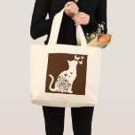Cat Lover Floral Butterfly Flowers Women Girls Large Tote Bag