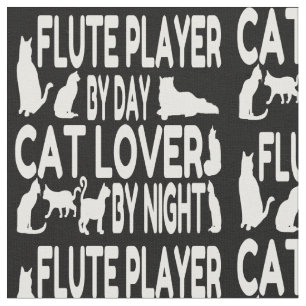 Cat Lover Flute Player Fabric