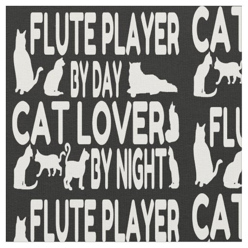 Cat Lover Flute Player Fabric