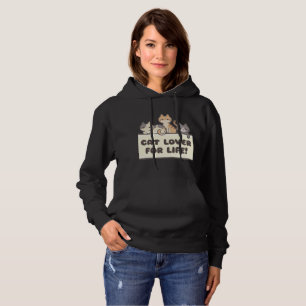 Cat lover for life black adult women hoodie