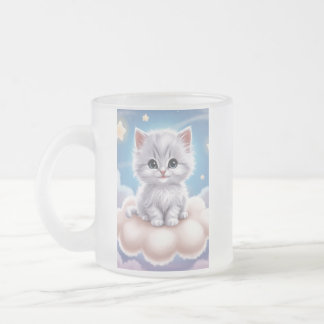 cat lover frosted glass coffee mug