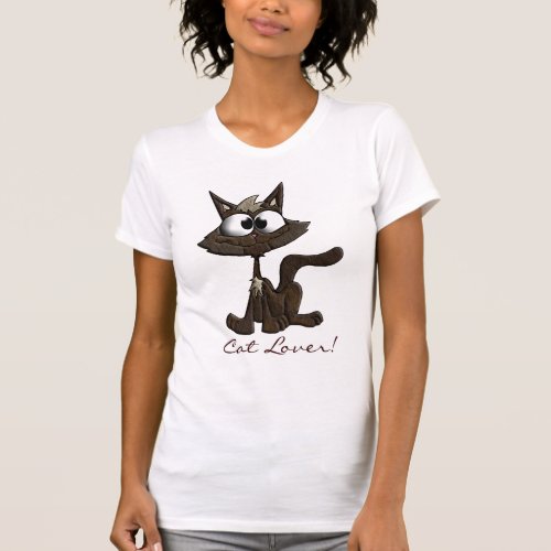 Cat Lover Fun Kitty Cartoon Ladies Shirt