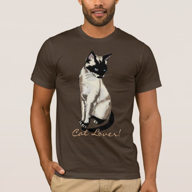 Cat Lover Fun Siamese Cat Cartoon T-Shirt (Front)