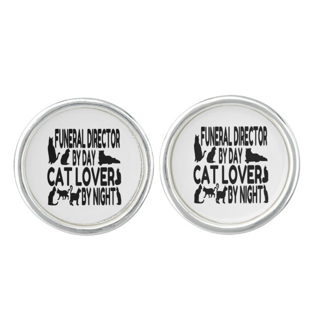Cat Lover Funeral Director Cufflinks (Front)