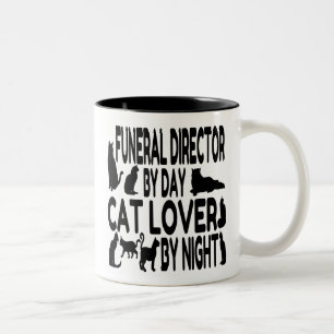 Cat Lover Funeral Director Two-Tone Coffee Mug