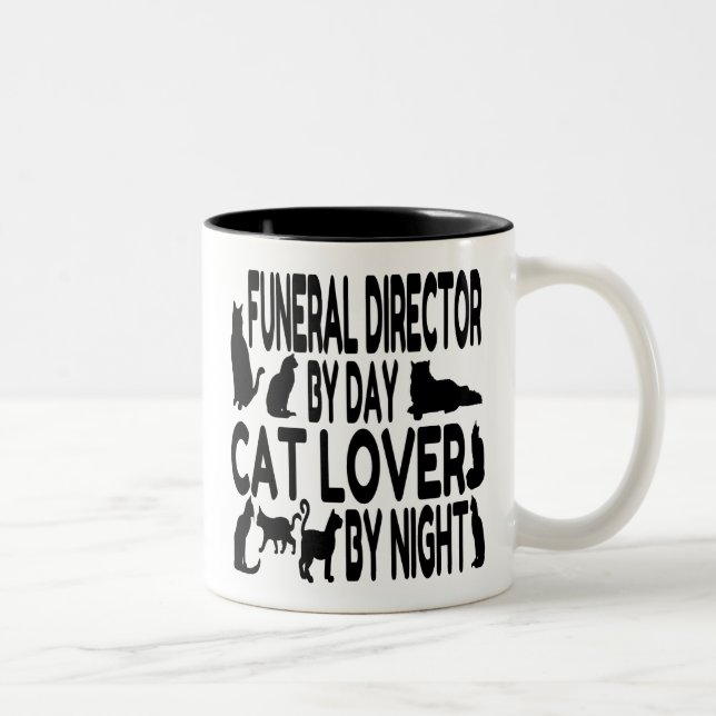 Cat Lover Funeral Director Two-Tone Coffee Mug (Right)