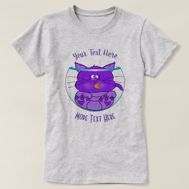 CAT LOVER  | Funny Cat in Fishbowl T-Shirt (Design Front)