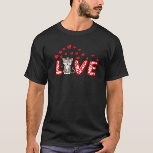 Cat Lover Funny Hearts Love Cat Valentines Day T_Shirt
