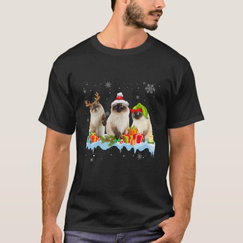 Cat Lover Funny Himalayan Tree Christmas Light T_Shirt