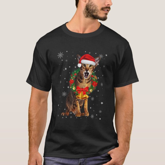 Cat Lover Funny Oriental Shorthair Tree Christmas T-Shirt (Front)