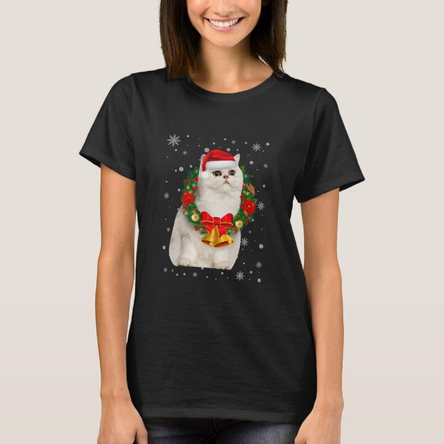 Cat Lover Funny Persian Tree Christmas T-Shirt (Front)