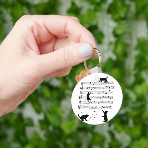 Cat Lover Funny Pianist Piano Lover  Keychain