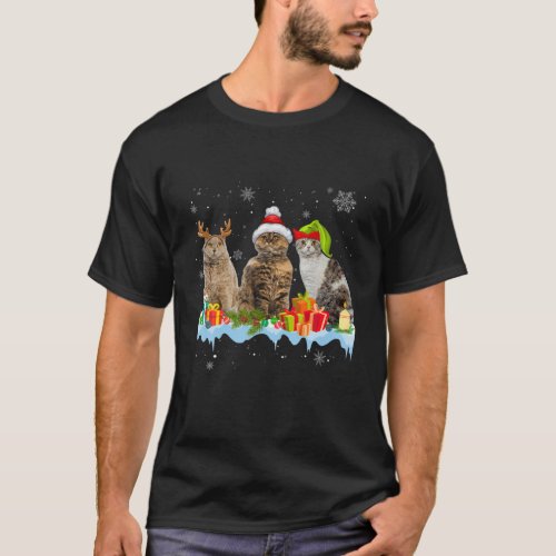 Cat Lover Funny Selkirk Rex Tree Christmas Light T_Shirt