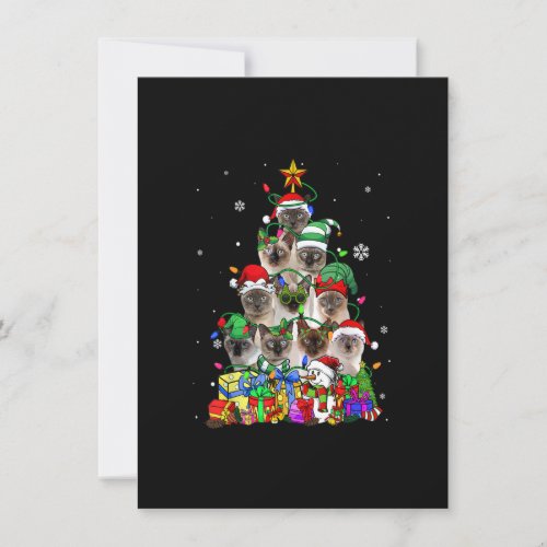 Cat Lover Funny Siamese Tree Christmas Light Invitation