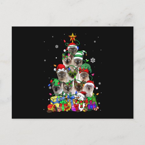 Cat Lover Funny Siamese Tree Christmas Light Postcard