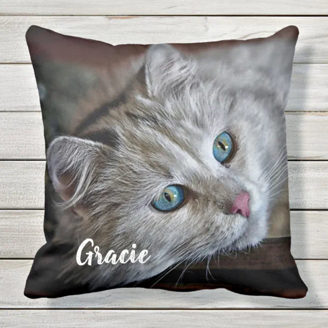 Cat Lover Gift - Custom Pet Photo Keepsake Cat Throw Pillow (Creator Uploaded)