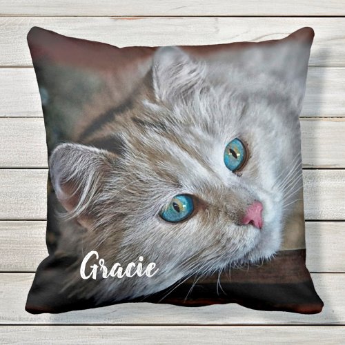 Cat Lover Gift _ Custom Pet Photo Keepsake Cat Throw Pillow