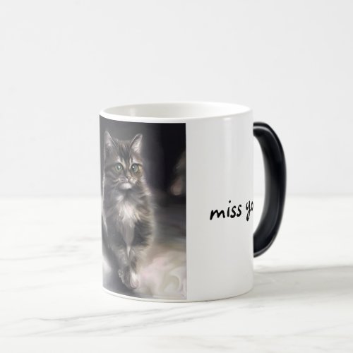 Cat lover gift Gray cat I miss you  Magic Mug