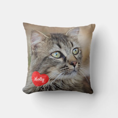 Cat Lover Gift - Pet Keepsake - Custom Photo Name Throw Pillow - Celebrate your best friend with a personalized Pet Pillow . Name will be showcased in a beautiful watercolor heart . Customize with your own photo , and name . This custom photo pillow is perfect as a pet memorial keepsake, pet loss gift, or family and friends keepsake.
Cat Lover Gift - Pet Keepsake - Custom Photo Name Throw Pillow