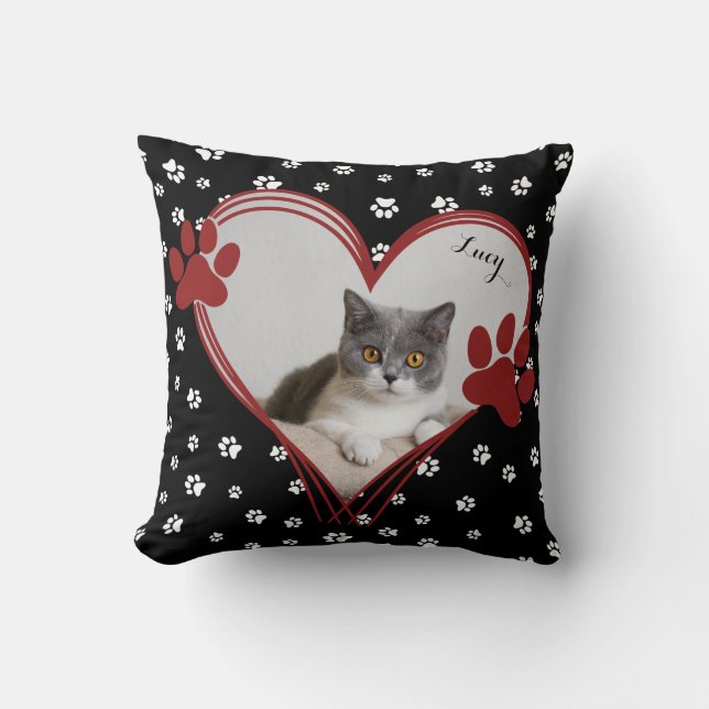 Cat Lover Gift | Pet Keepsake | Custom Photo Throw Pillow (Front)
