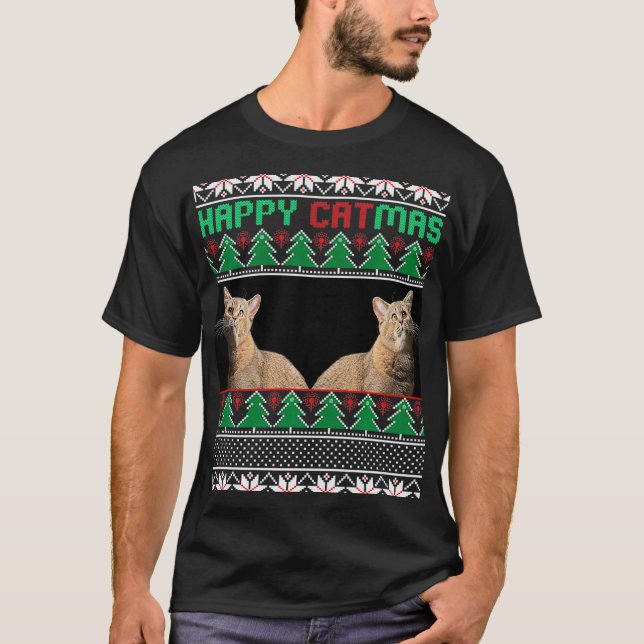Cat lover gifts for Christmas  Ugly Christmas Cat  T-Shirt (Front)