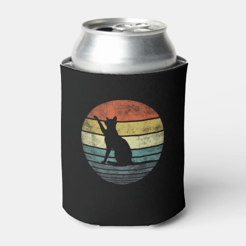 Cat Lover Gifts Retro Vintage Kitty Silhouette Can Cooler