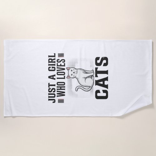 Cat Lover Girl Vintage Engraving Shirt Design_1 Beach Towel