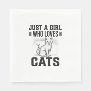Cat Lover Girl Vintage Engraving Shirt Design_1 Napkins
