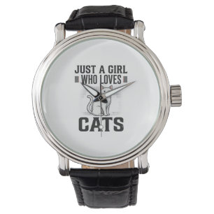 Cat Lover Girl Vintage Engraving Shirt Design_1 Watch