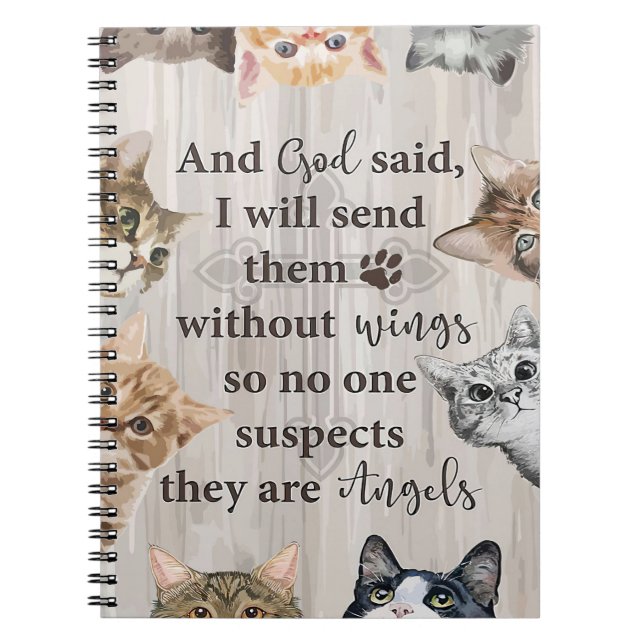 Cat Lover God Send Me Cats Notebook (Front)