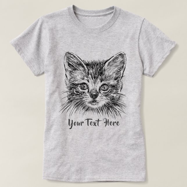 CAT LOVER  | Hand Drawn Kitten Face T-Shirt (Design Front)